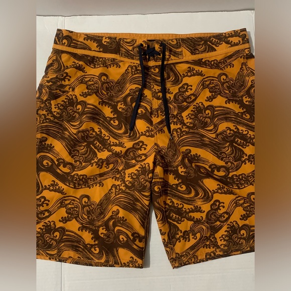 Reyn Spooner Swim Shorts Mens 36 Orange Wave Board Shorts 10" Trunks Beach Surf - Picture 6 of 11